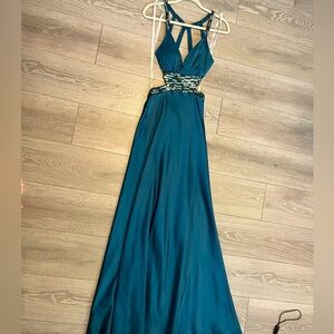 teal david’s bridal prom dress size 4